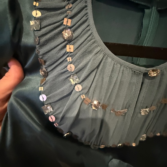 Nanette Lepore emerald green Embellished Cap Sleeve Blouse - Picture 7 of 9